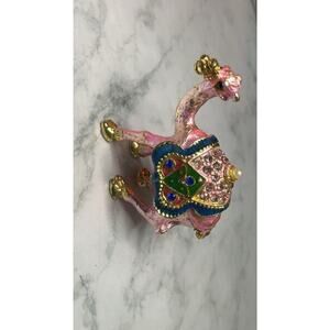 VTG Camel Trinket Box 3" Bejeweled Rhinestones Enamel Gold Metal Vintage